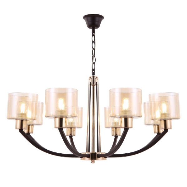 Freya Teodora Черный/золотой/янтарный, Металл/стекло Светильник подвесной (люстра)  8хЕ27 FR5003PL-08B