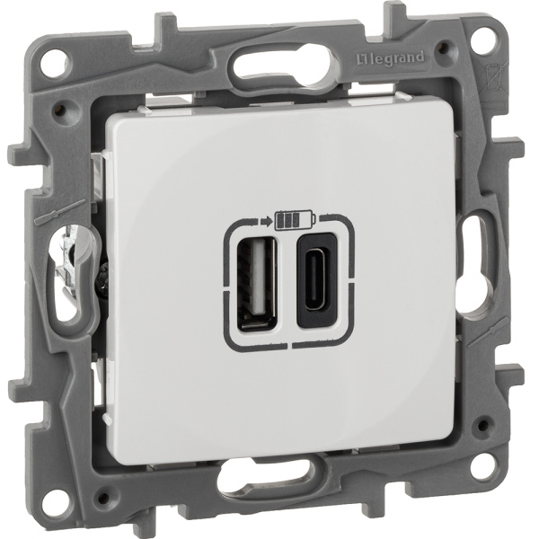 Купить Legrand Etika, белый, зарядное устройство с USB разъемами A-C 672236