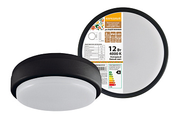 TDM Cветильник cветодиодный LED ДПП 2902 12Вт 990 лм 4000К IP65 чёрный круг 160*48 мм народный SQ0366-0133