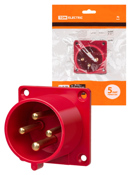 TDM Вилка 624 скрытая 3Р+РЕ 32А 380В IP44 SQ0607-0005
