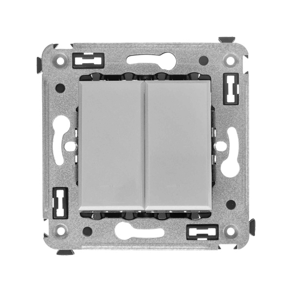 DKC Кнопка двухклавишная в стену, "Avanti", "Закаленная сталь"