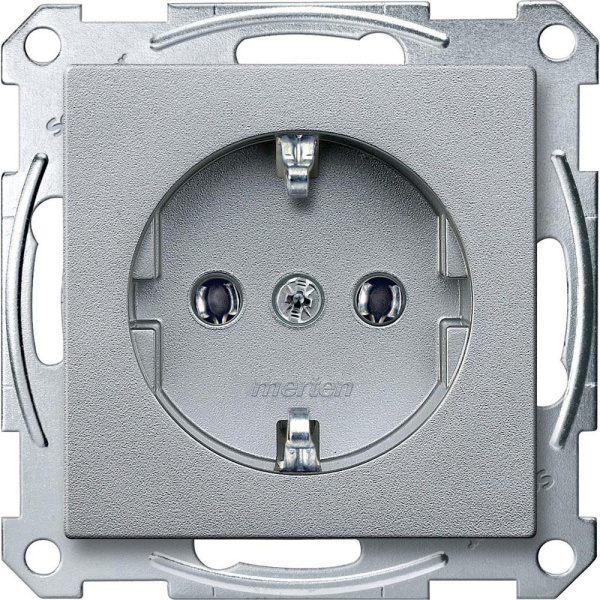 SE Merten SM Алюминий Розетка с/з безвинт. зажим MTN2301-0460