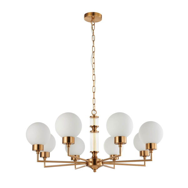 Купить Favourite 2670-8P подвесная люстра Каркас цвета античной латуни, плафоны из матового стекла