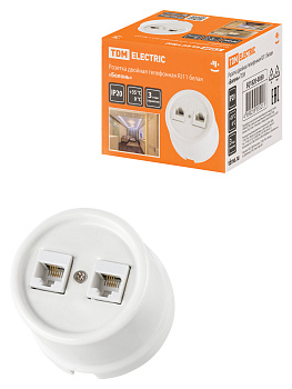 TDM Розетка двойная телефонная RJ11 белая «Болонь» SQ1820-0050