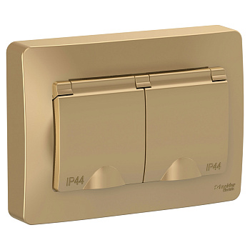 Systeme Electric Blanca внутр Титан Розетка 2-ая с/з IP44 со шторками, 16А, 250В