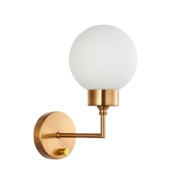 Купить Favourite 2670-1W настенный светильник Каркас цвета античной латуни, плафон из матового стекла, управление с помощью диммера