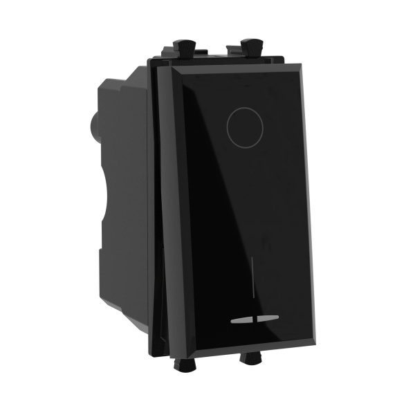 Купить DKC Выключатель двухполюсный одноклавишный модульный, "Avanti", "Черный квадрат", 1 модуль