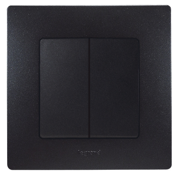 Купить Legrand Etika Антрацит Переключатель 2-клавишный, 10А, авт. клем 672612