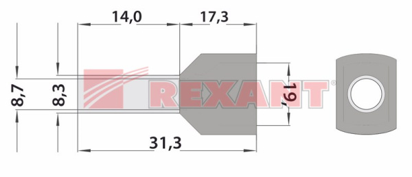 Купить Наконечник штыревой втулочный изолированный F-14мм 2х16мм² (НШВи(2) 16-14 / НГи2 16-14) слоновая кость Rexant 08-2813