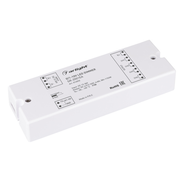 Arlight Диммер SR-2001EA (12-24V, 384-768W, 1-10V, 4CH) (IP20 Пластик, 3 года) 014032