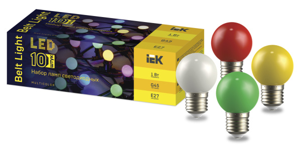 IEK Набор ламп LED декор. G45 шар 1Вт 230В MIX E27 10 шт