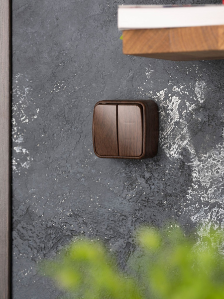 Купить EKF Basic Минск Темное дерево Выключатель 2-кл, 10А, ОП