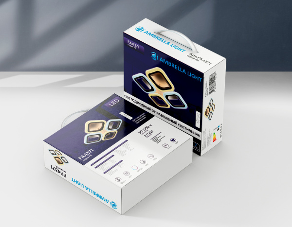 Купить Ambrella Настенный светодиодный светильник FA2955 WH белый 4200K/3000K/6400K 20W 200*200*70