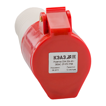 КЭАЗ Розетка кабельная 224-32А-6h-380AC-3P+PE-IP44