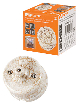 TDM Выключатель фарфоровый поворотный проходной с ручкой (бантик) 10А мраморный «Болонь» SQ1820-0111