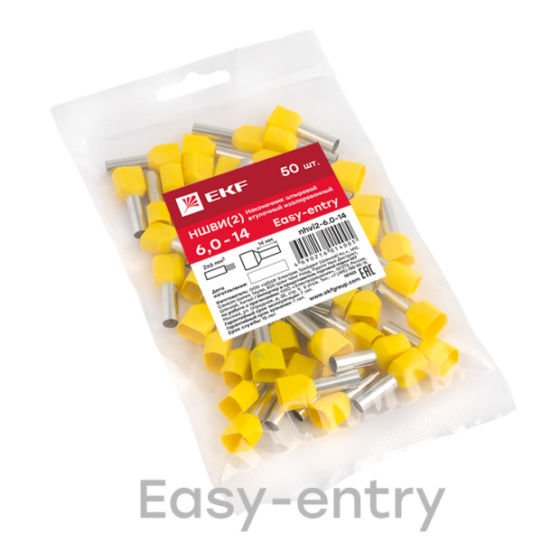 Купить EKF PROxima Наконечник штыревой втулочный изолированный НШвИ(2) 6,0-14 (50шт.)