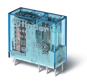 Finder Миниатюрное универсальное электромеханическое реле; монтаж на печатную плату или в розетку; выводы с шагом 5мм; 2CO 8A; контакты AgCdO; катушка 405270052001