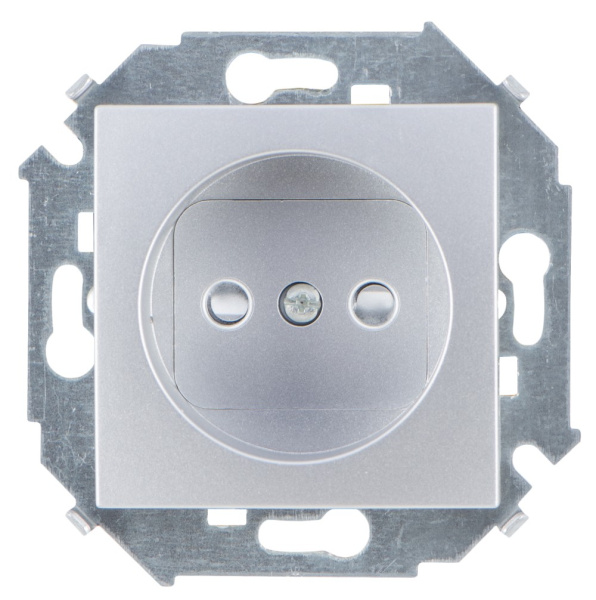 Simon 15 Алюминий Розетка б/з, со шторками, 16А, 250В, винт.зажим 1591444-033