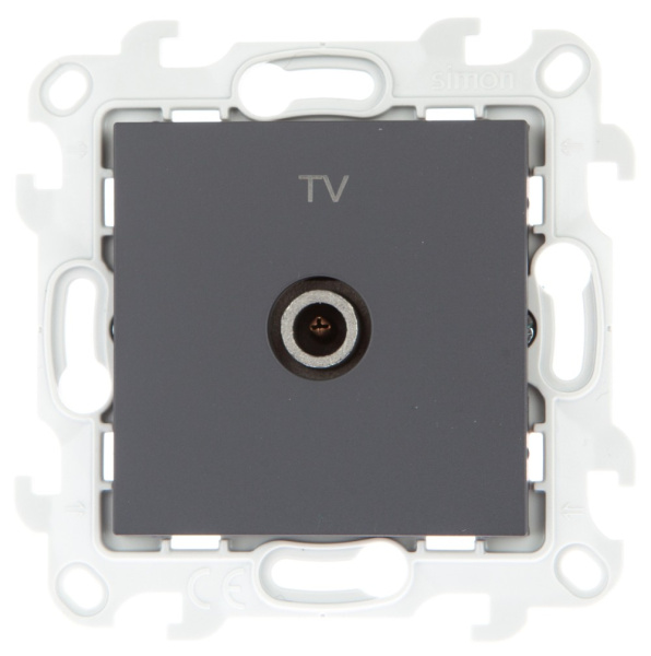 Simon 24 Графит Розетка TV проходная 2410475-038