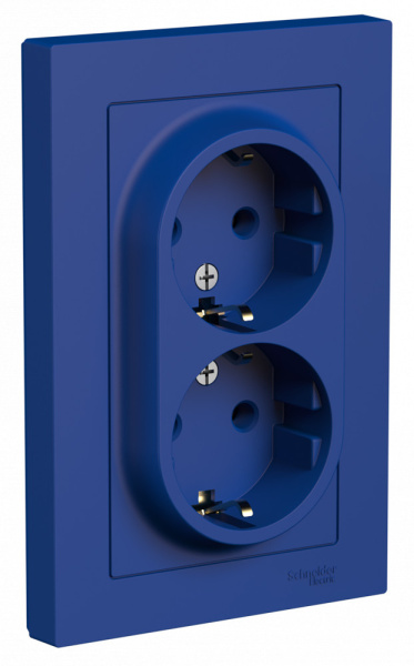 Systeme Electric AtlasDesign Аквамарин Розетка двойная с/з, 16А, в сборе