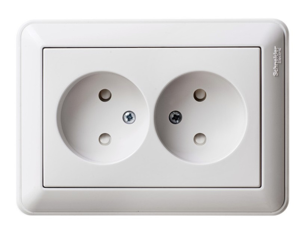 Купить Systeme Electric Wessen 59 Бел Розетка 2-ая б/з (в сборе, с рамкой)