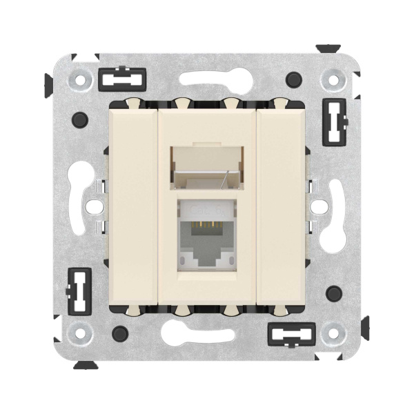 Купить DKC Компьютерная розетка RJ-45 в стену, кат.6А одинарная, "Avanti", "Ванильная дымка"