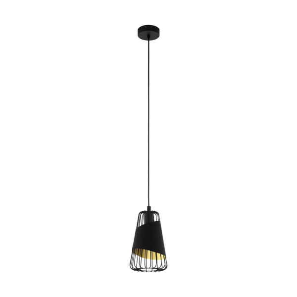 Eglo 49447 Подвес AUSTELL, 1х60W (E27), 165, H1100, сталь, черный/текстиль, черный, золотой Eglo 49447 Подвес AUSTELL, 1х60W (E27), 165, H1100, сталь, черный/текстиль, черный, золотой