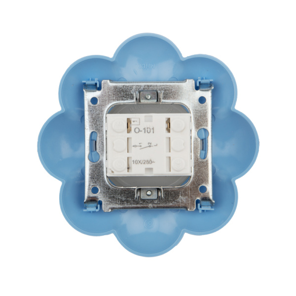 Купить Kranz Выключатель одноклавишный HAPPY с/у, Цветок, белый/голубой KR-78-0626