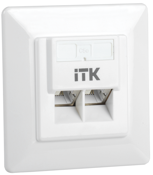 IEK ITK Внутренняя инф. розетка RJ45 кат. 5Е FTP 2 порта CS2-1C5EF-2-1