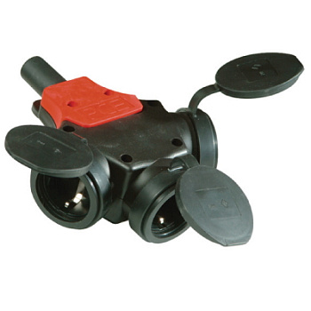 DKC Розетка тройник с крышкой