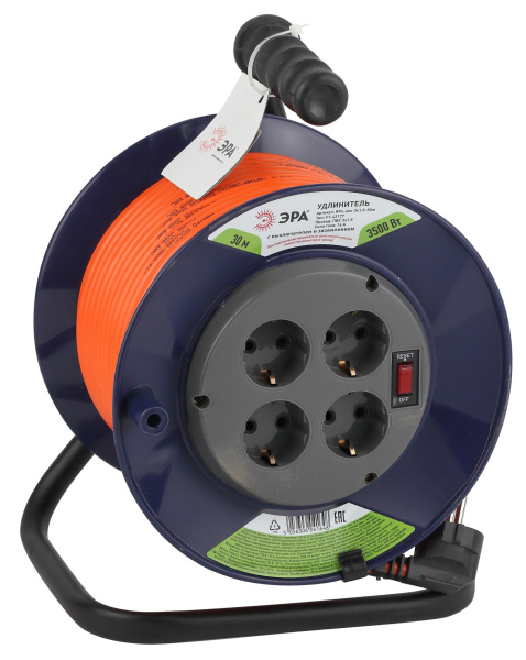 ЭРА RPx-4es-3x1.5-30m Удлинитель силовой на пластиковой катушке c/з 4 гн 30м ПВС 3х1.5
