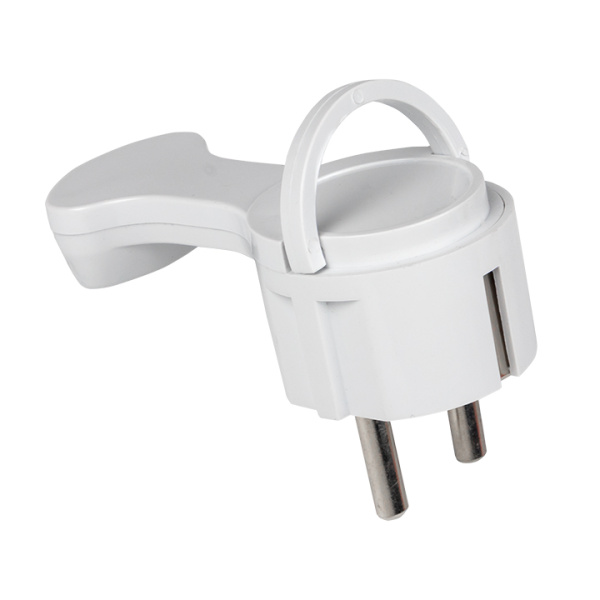 EKF PRO Вилка угловая плоская с/з белая "СТЕЛС" 16А 250В