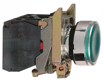 SE XB4 Кнопка с возвратом зеленая с подсветкой 230В 1НО+1НЗ XB4BW33M5