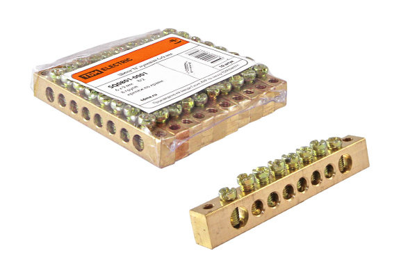 TDM Шина N нулевая 6х9мм 8/2 (8групп/крепеж по краям) SQ0801-0001