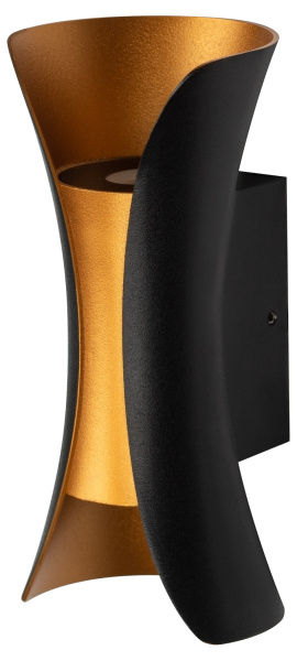 ЭРА Декоративная подсветка ЭРА WL42 BK+GD светодиодная 10Вт 3500К черный/золото IP54 для интерьера, фасадов зданий