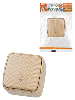 TDM Переключатель на 2 направления 1-кл. открытой установки IP20 10А, сосна "Дача" Народная SQ1824-0053