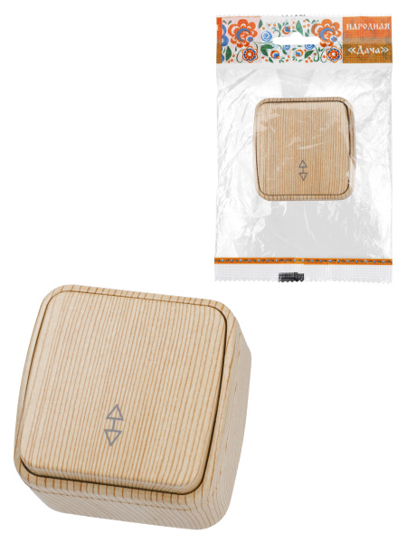 TDM Переключатель на 2 направления 1-кл. открытой установки IP20 10А, сосна "Дача" Народная SQ1824-0053