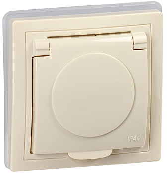 IEK KVARTA Роз. 1ая с з/к РСбш10-3-ККм-44 16А IP44 крем.