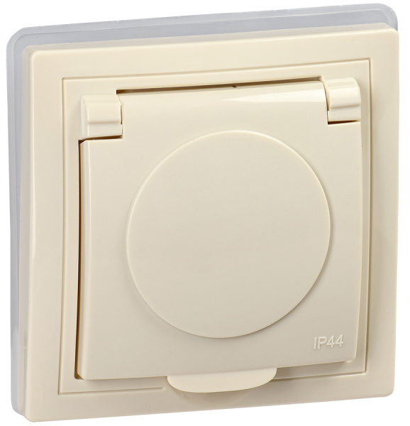 IEK KVARTA Роз. 1ая с з/к РСбш10-3-ККм-44 16А IP44 крем.