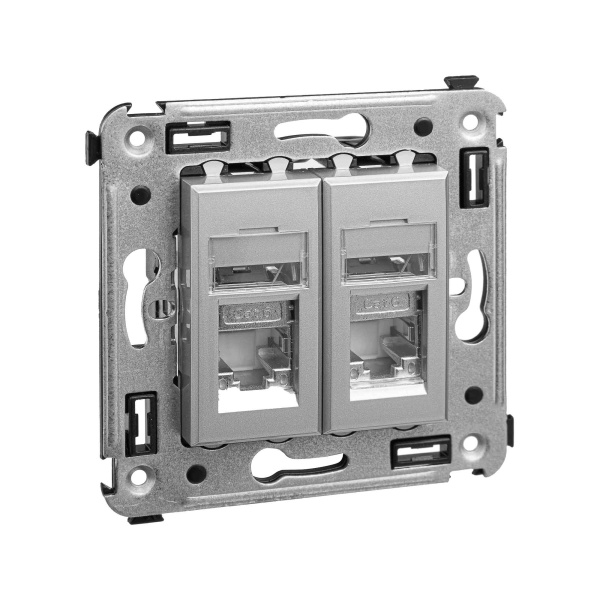 Купить DKC Компьютерная розетка RJ-45 в стену, кат.6 двойная экранированная"Avanti", "Закаленная сталь"