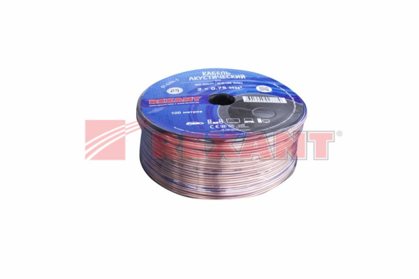 Купить Кабель акустический, 2х0.75 мм², прозрачный BLUELINE, 100 м. Rexant 01-6204-3