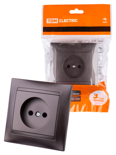 TDM Розетка 2П 10А 250В шоколад "Лама" SQ1815-0522