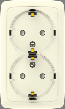 Hegel Альфа наруж Слоновая кость РА16-183-01 Розетка с/з двойная, с изол. пластиной