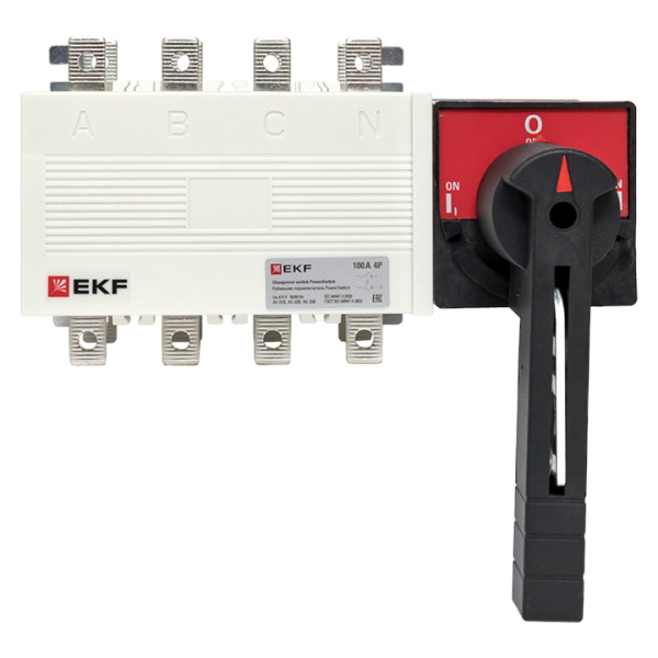 Купить EKF PowerSwitch Рубильник-переключатель 100A 4P c рукояткой управления для прямой установки