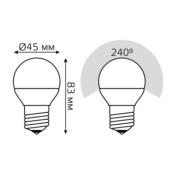Купить Gauss Лампа Elementary Шар 7W 450lm 3000K E27 (3 лампы в упаковке) LED 53217T