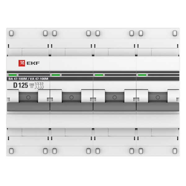 Купить EKF PROxima ВА 47-100M Автоматический выключатель (D) 4P 125А 10kA с электромагнитным расцепителем mcb47100m-4-125D-pro
