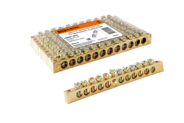 TDM Шина "N" нулевая 8x12мм 12/2 (12 групп/крепеж по краям) SQ0801-0070