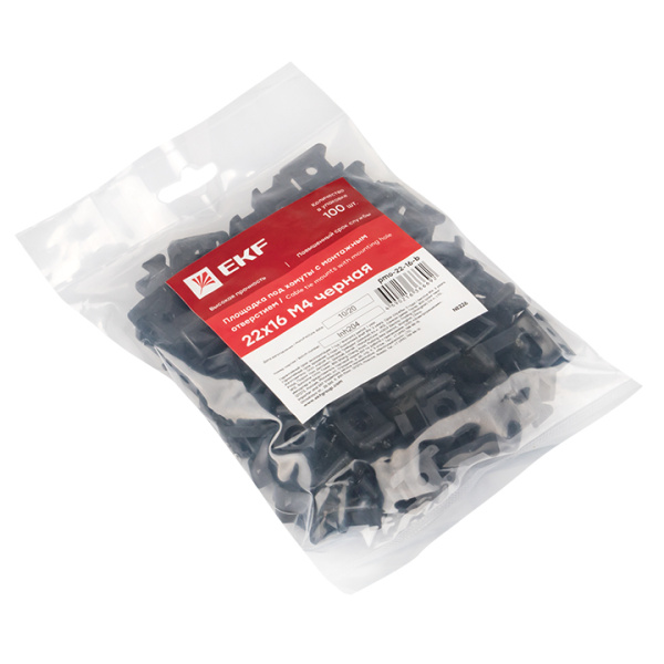 Купить EKF PROxima Площадка под хомуты (22x16) с монтажным отверстием М4 чёрная (100шт.)