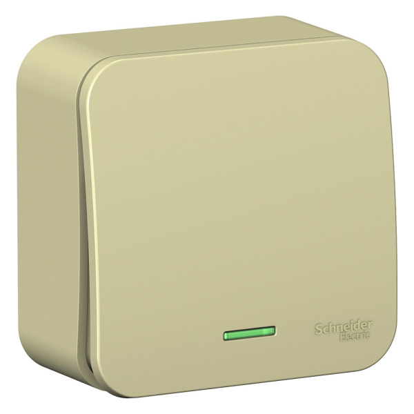 Systeme Electric Blanca наруж Беж Переключатель 1-клавишный (cх.6) с подсветкой, изолир. пластина 10А,250B