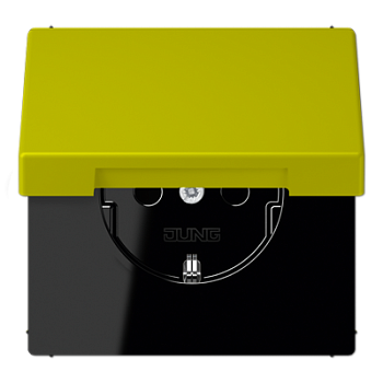 JUNG LS 990 Vert olive vif(4320F) Розетка с/з с защитными шторками с крышкой безвинт. зажим LC1520KIKL4320F